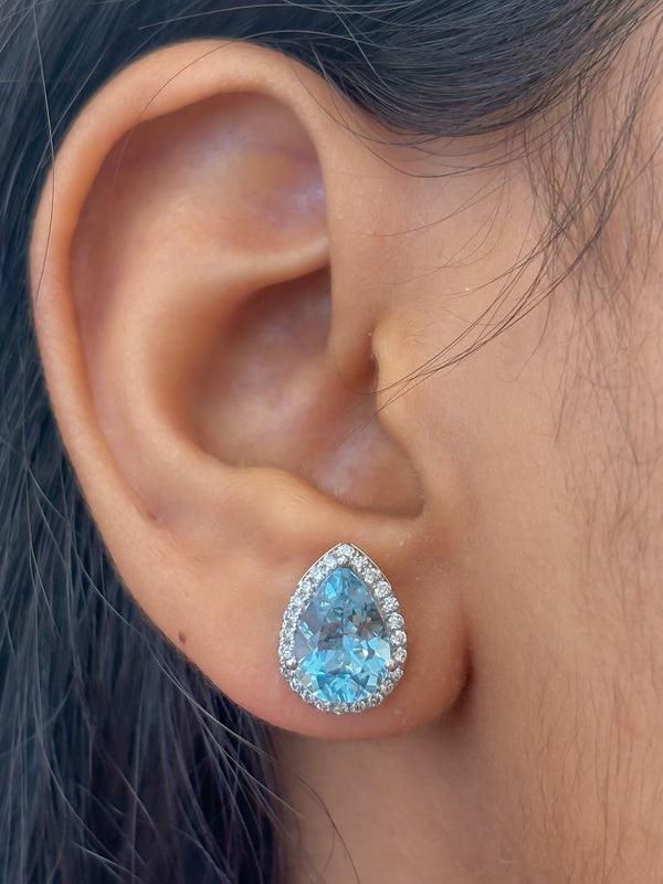 Aquamarine Diamond Earrings