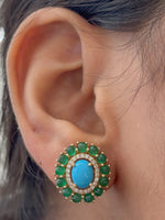 Emerald Turquoise Diamond Earrings