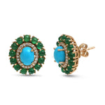 Emerald Turquoise Diamond Earrings