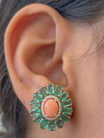 Emerald Coral Diamond Earrings