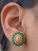 Emerald Coral Diamond Earrings