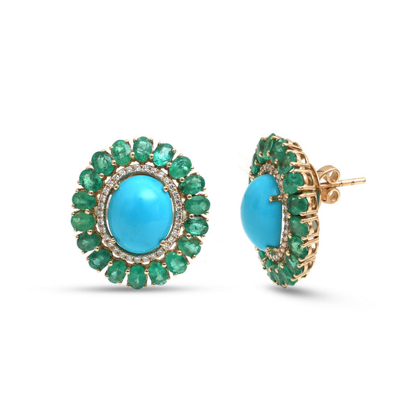 Turquoise Emerald Diamond Earrings