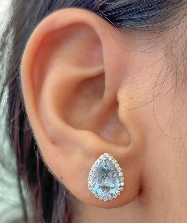 Aquamarine Diamond Earrings