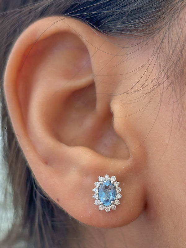 Aquamarine Diamond Earrings
