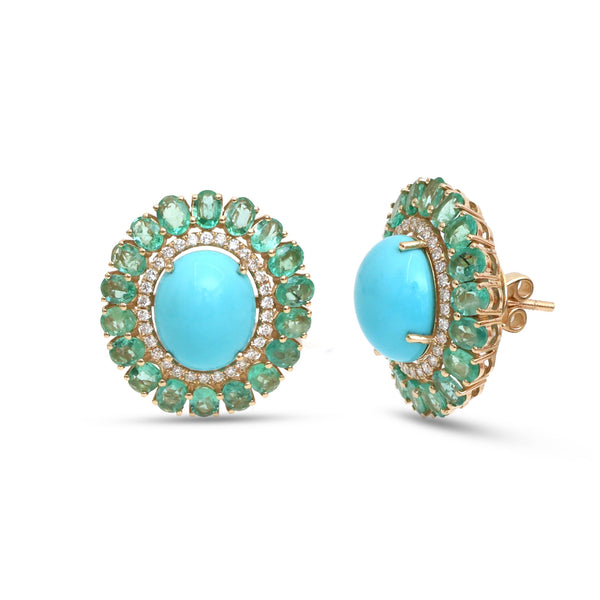 Turquoise Emerald Diamond Earrings