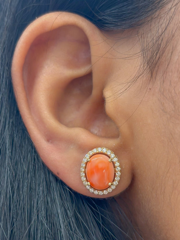 Coral Diamond Earrings