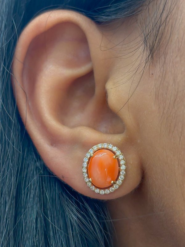 Coral Diamond Earrings