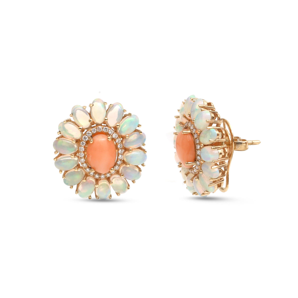 Opal Coral Diamond Earrings