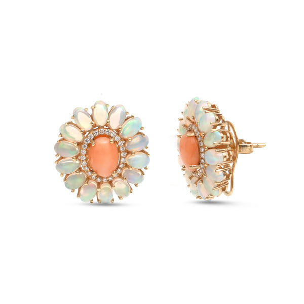 Opal Coral Diamond Earrings