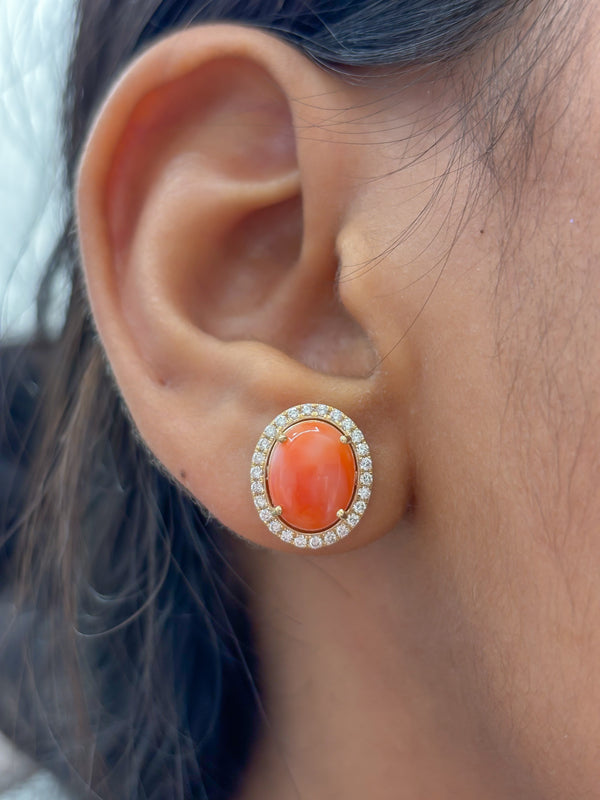 Coral Diamond Earrings