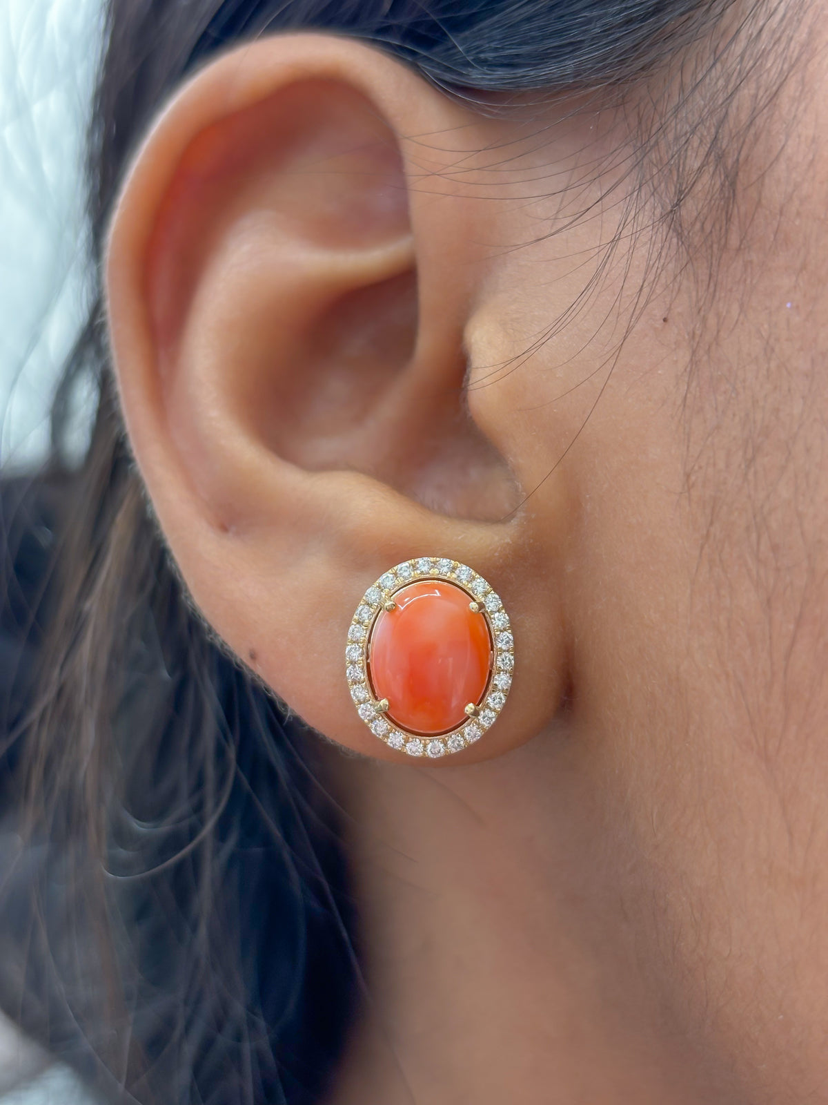Coral Diamond Earrings