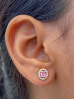 Pink Sapphire Diamond Earrings