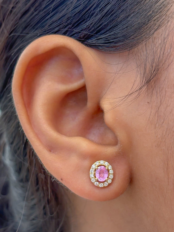 Pink Sapphire Diamond Earrings