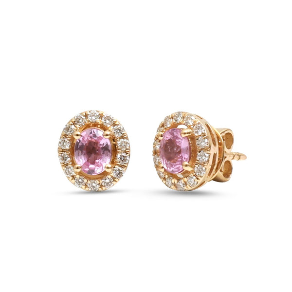 Pink Sapphire Diamond Earrings