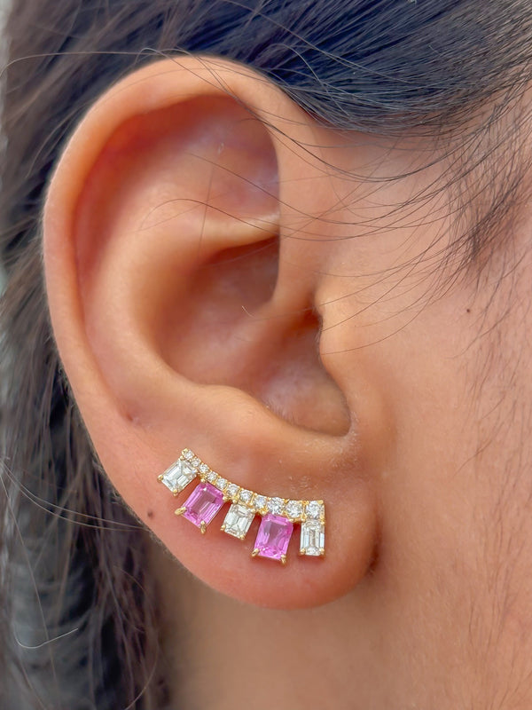 Pink Sapphire Diamond Earrings