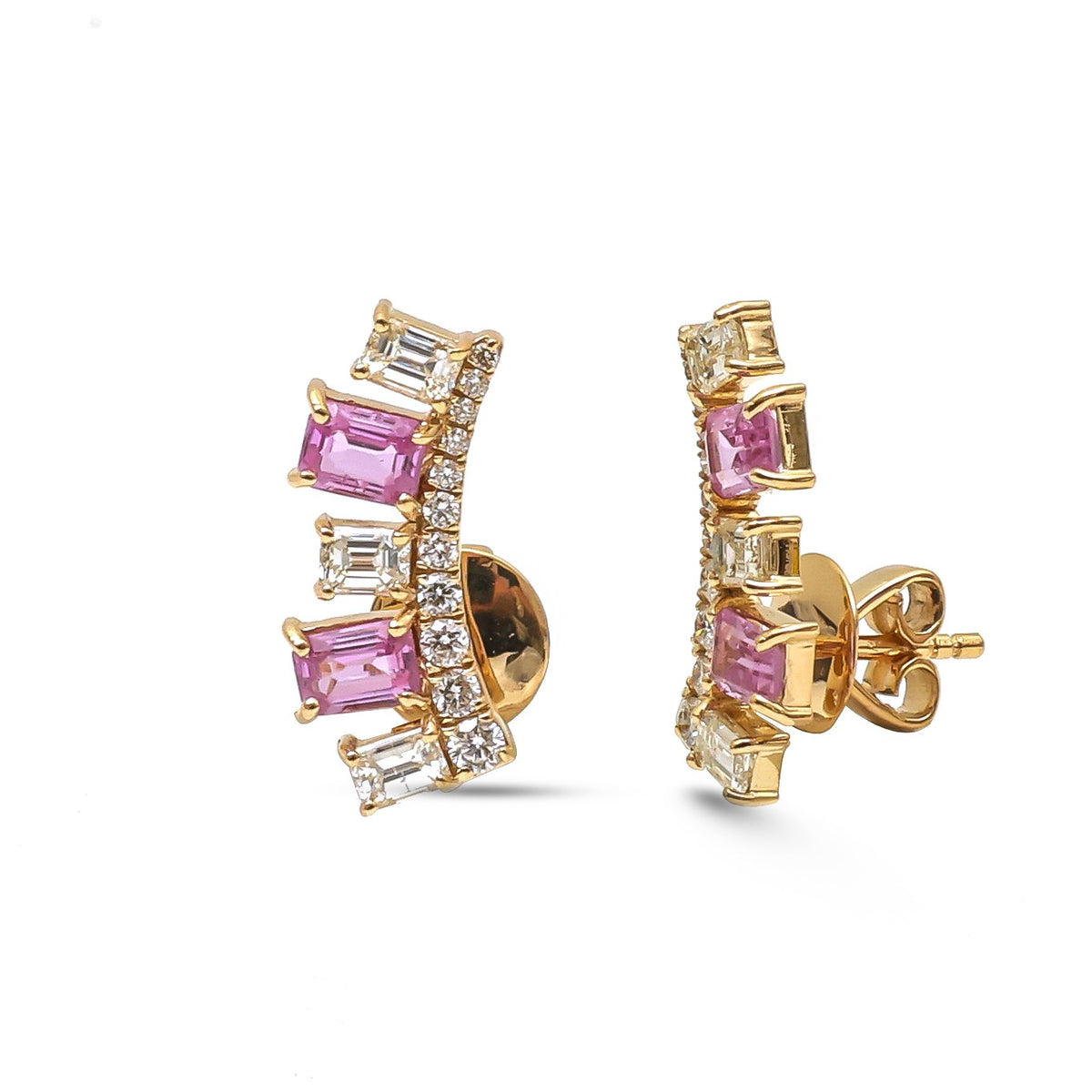 Pink Sapphire Diamond Earrings