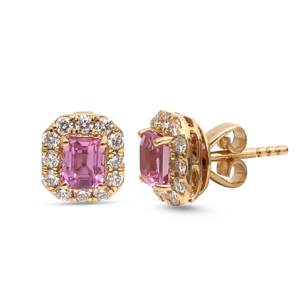Pink Sapphire Diamond Earrings