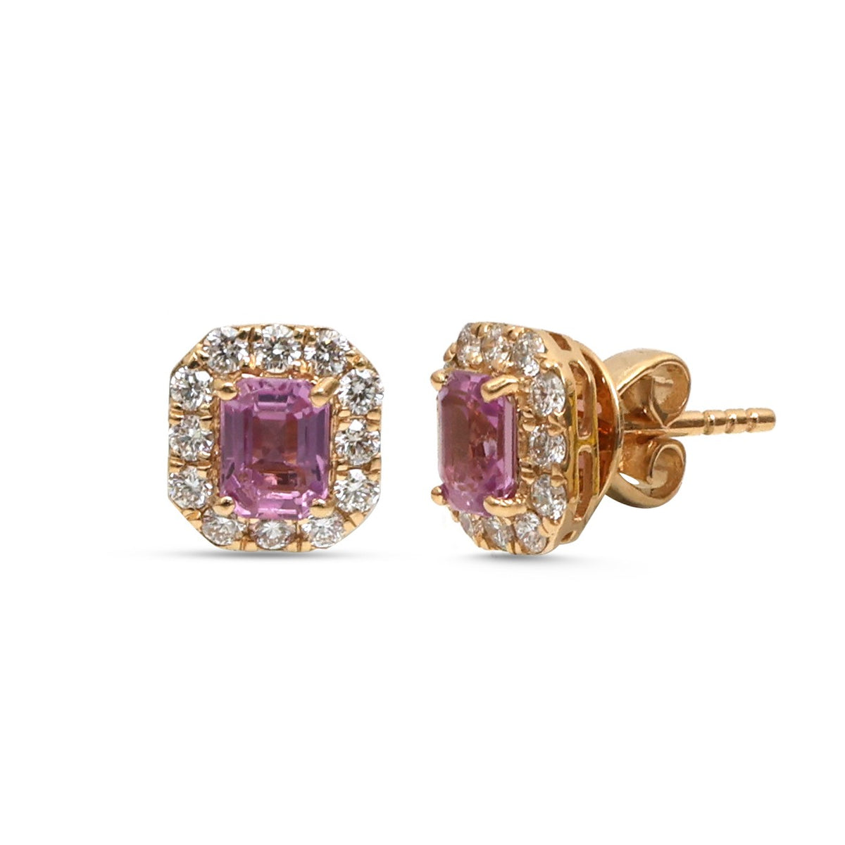Pink Sapphire Diamond Earrings