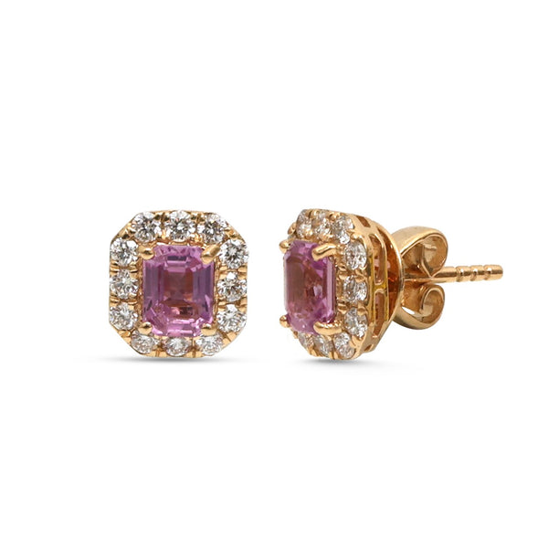 Pink Sapphire Diamond Earrings