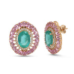 Emerald Pink Sapphire Diamond Earrings