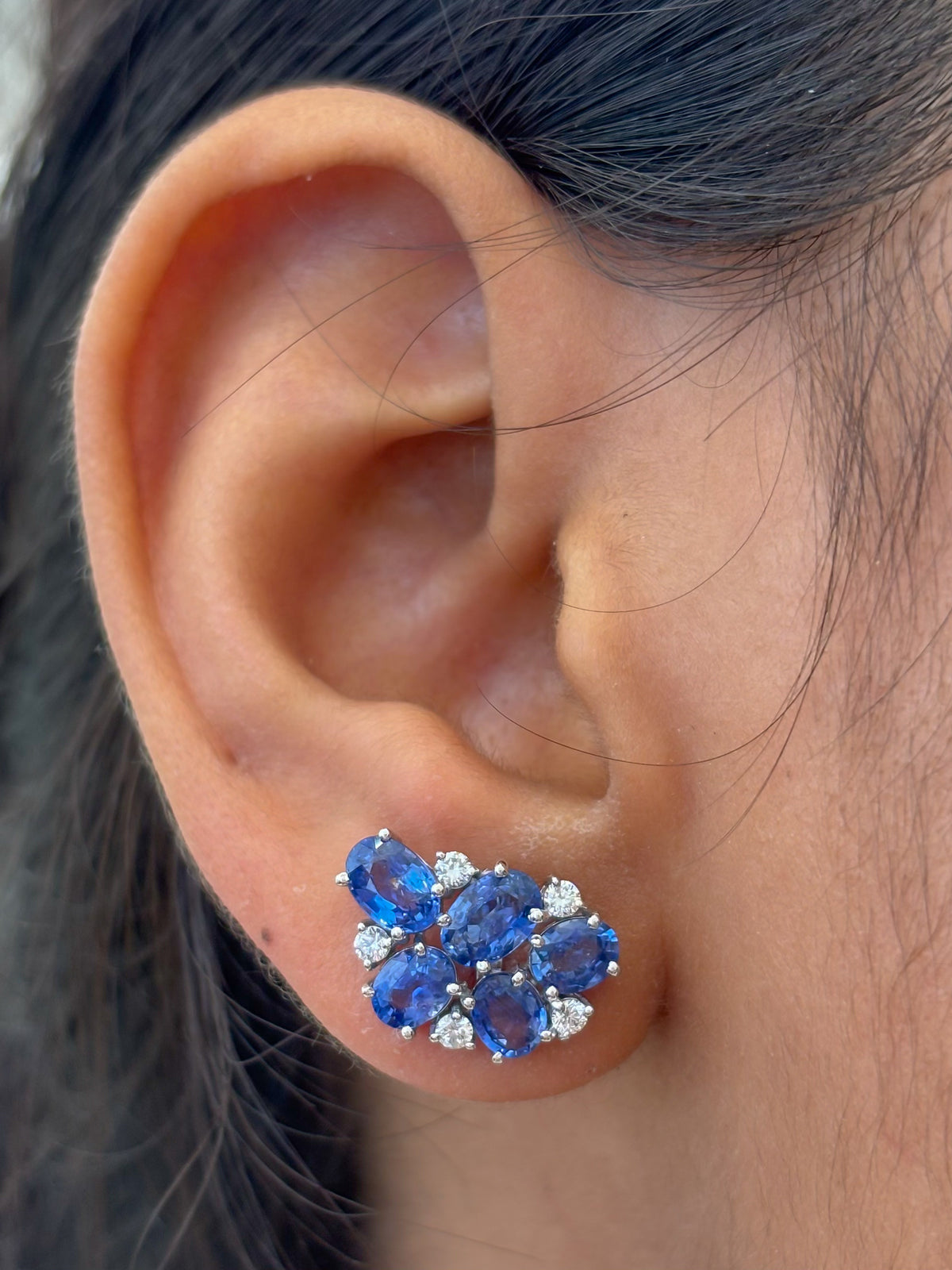 Blue Sapphire Diamond Earrings