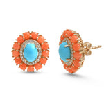 Coral Turquoise Diamond Earrings