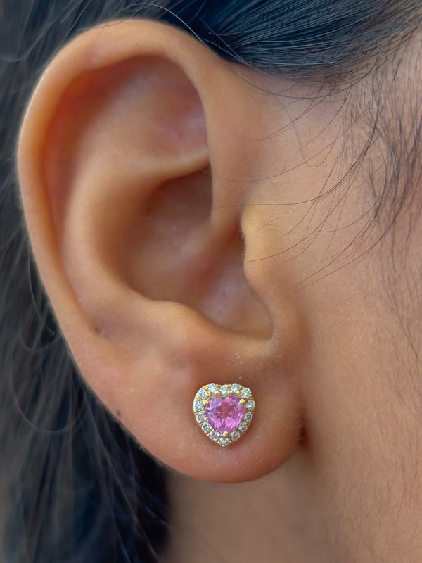 Pink Sapphire Diamond Earrings