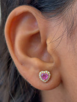 Pink Sapphire Diamond Earrings