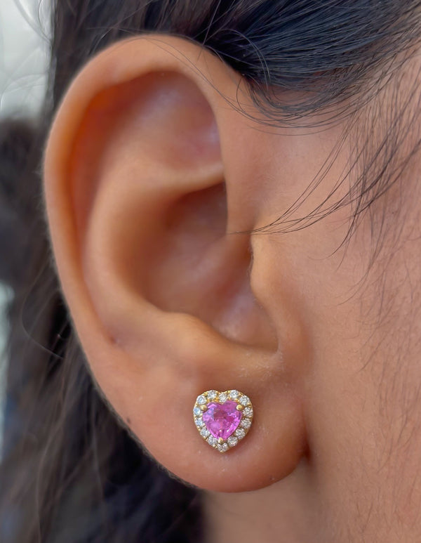 Pink Sapphire Diamond Earrings