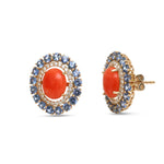 Coral Blue Sapphire Diamond Earrings