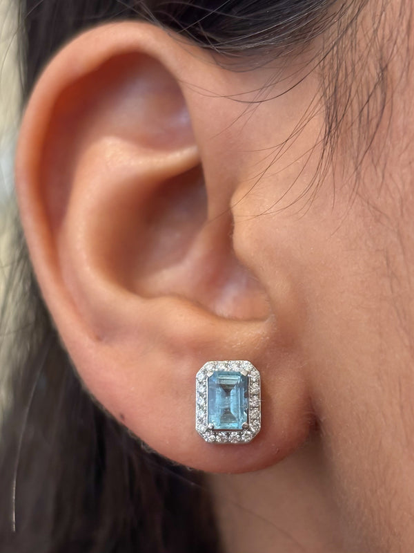 Aquamarine Diamond Earrings