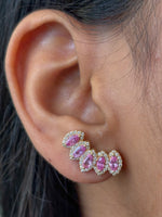 Pink Sapphire Diamond Earrings