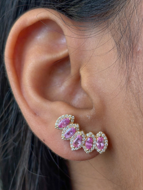 Pink Sapphire Diamond Earrings