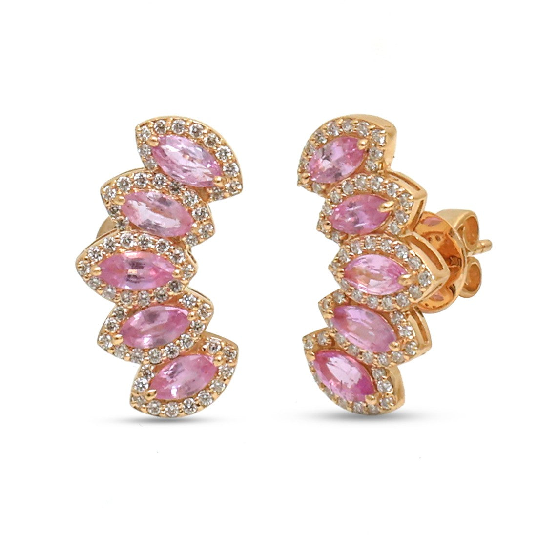 Pink Sapphire Diamond Earrings