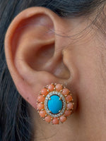 Coral Turquoise Diamond Earrings