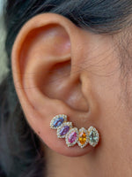 Rainbow Sapphire Diamond Earrings