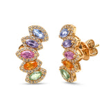 Rainbow Sapphire Diamond Earrings