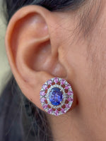 Tanzanite Pink Sapphire Diamond Earrings