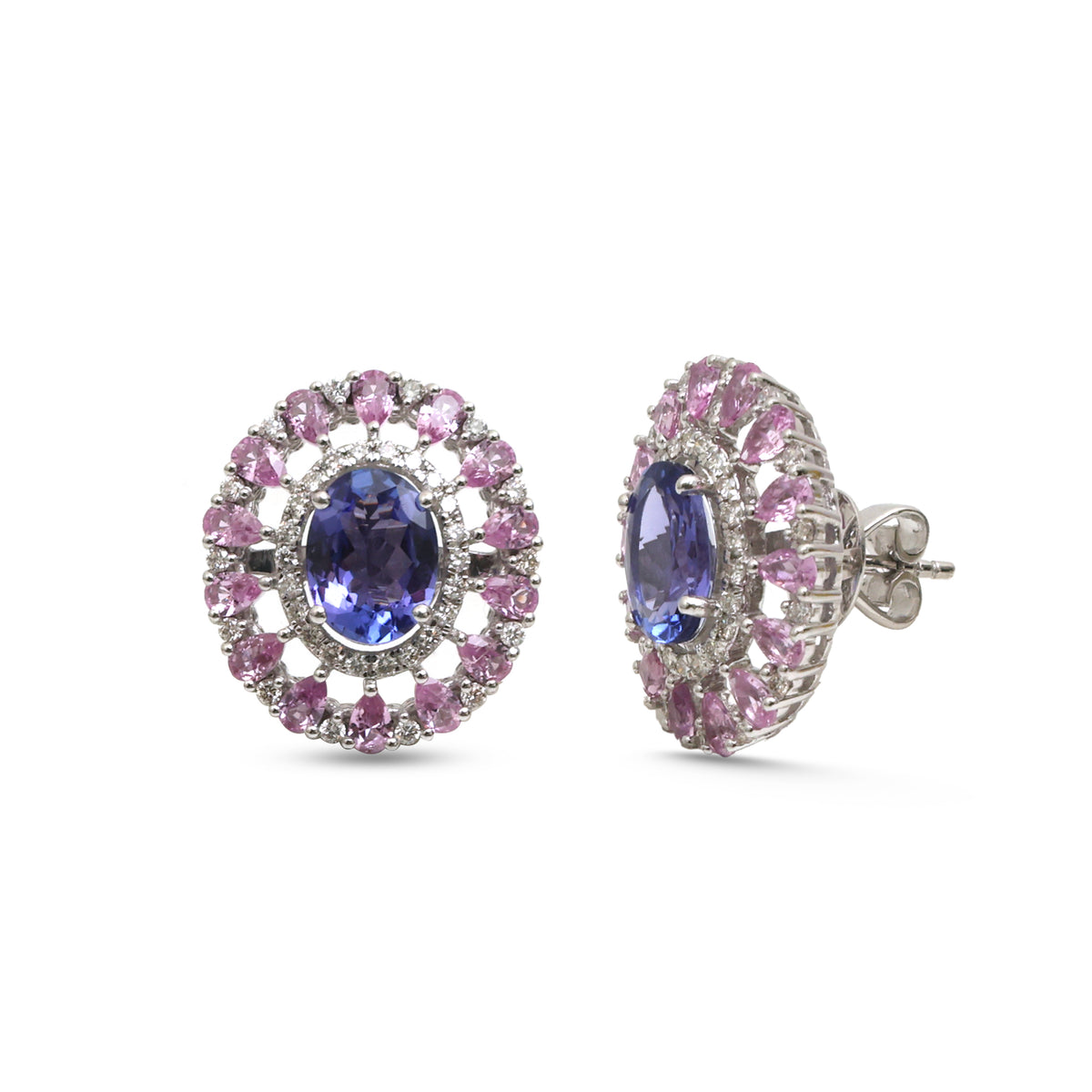 Tanzanite Pink Sapphire Diamond Earrings