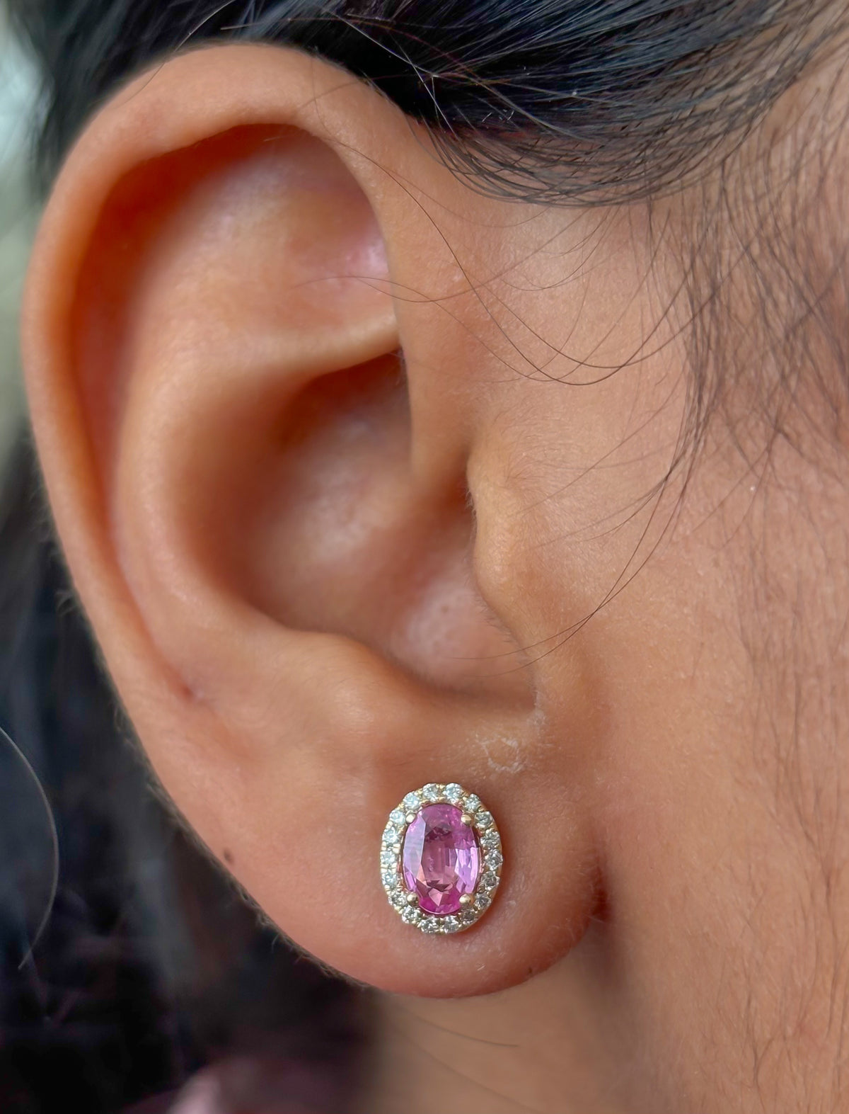 Pink Sapphire Diamond Earrings