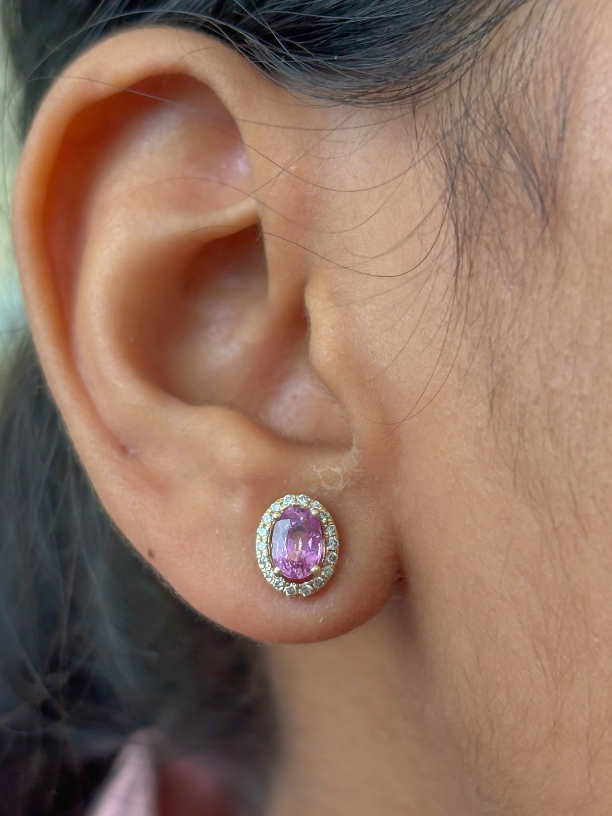 Pink Sapphire Diamond Earrings