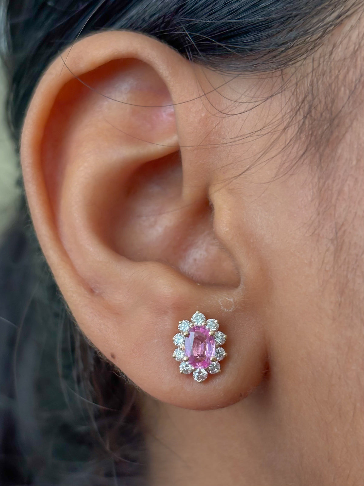 Pink Sapphire Diamond Earrings