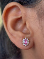 Pink Sapphire Diamond Earrings