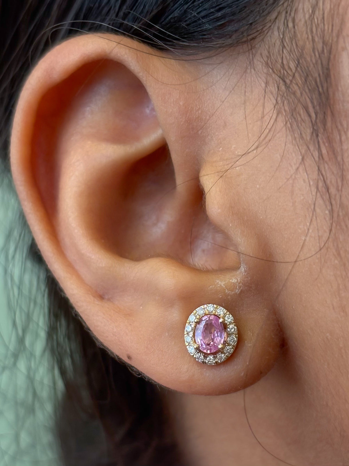 Pink Sapphire Diamond Earrings