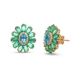 Emerald Aquamarine Diamond Earrings