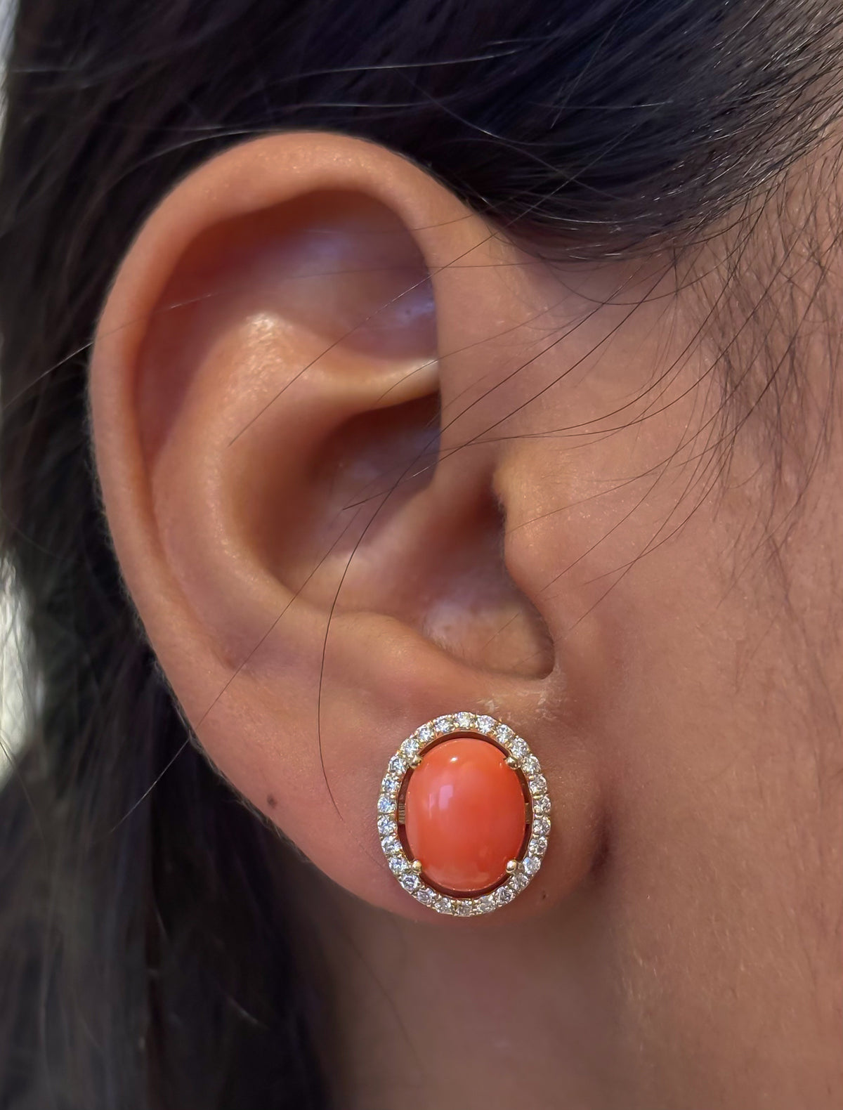 Coral Diamond Earrings