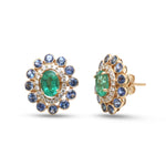 Blue Sapphire Emerald Diamond Earrings