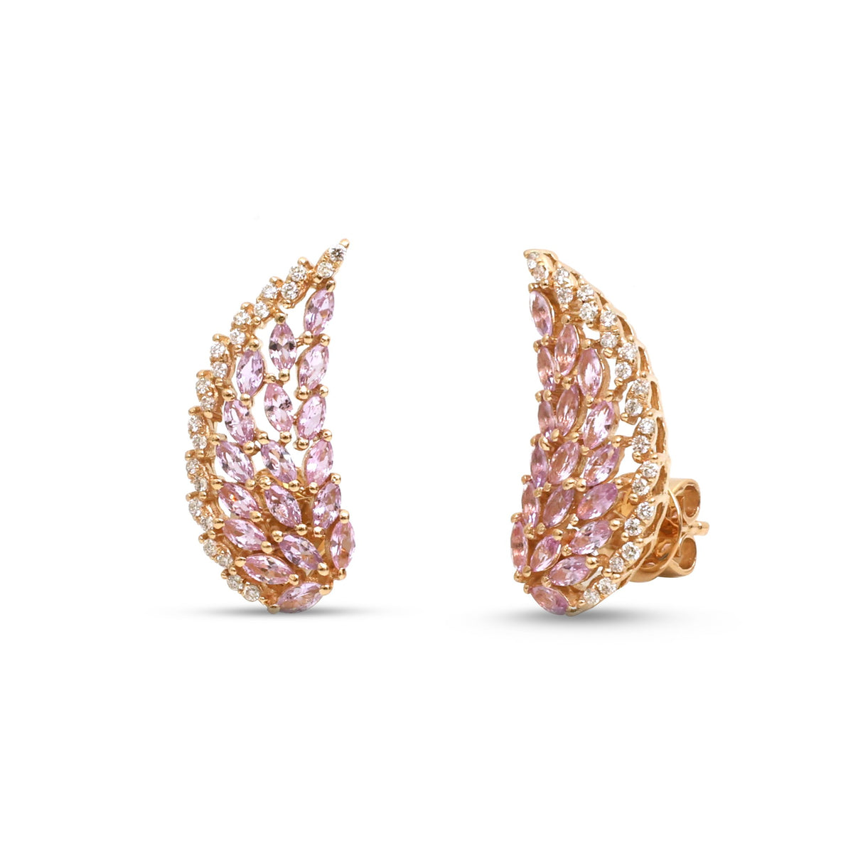 Pink Sapphire Diamond Earrings