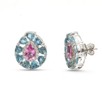 Aquamarine Pink Sapphire Diamond Earrings
