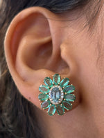 Emerald Aquamarine Diamond Earrings